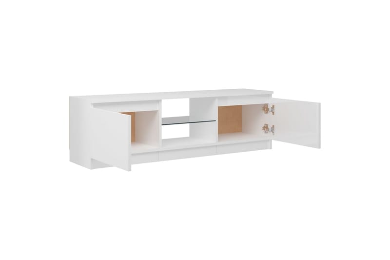 tv-skab med LED-lys 120x30x35,5 cm hvid højglans - Hvid - TV-borde