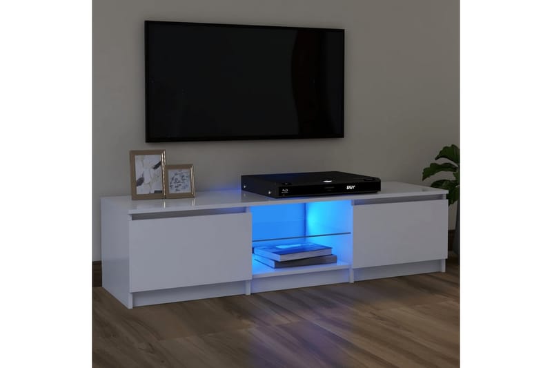 tv-skab med LED-lys 120x30x35,5 cm hvid - Hvid - TV-borde