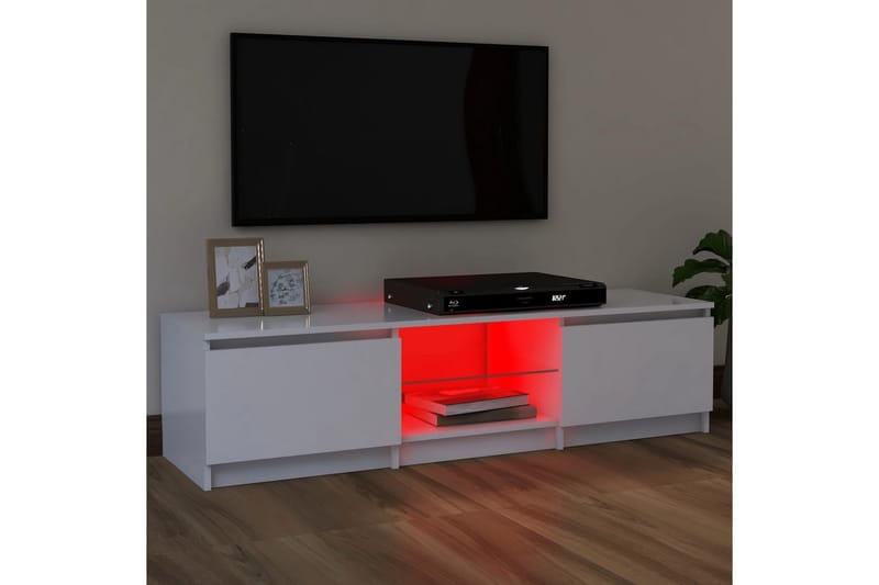tv-skab med LED-lys 120x30x35,5 cm hvid - Hvid - Møbler - TV borde & mediemøbler - TV-borde