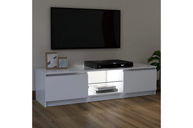 tv-skab med LED-lys 120x30x35,5 cm hvid - Hvid - TV-borde