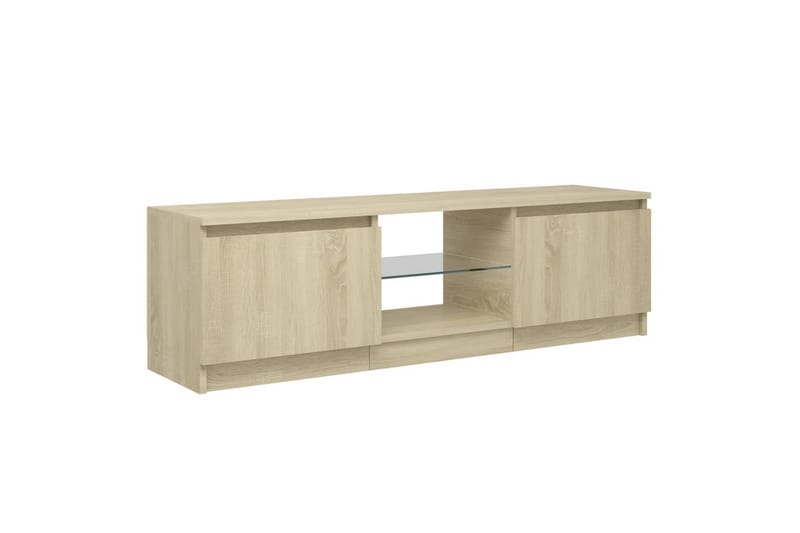 tv-skab med LED-lys 120x30x35,5 cm sonoma-eg - Brun - TV-borde