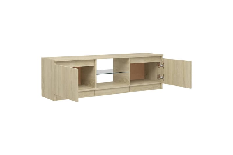 tv-skab med LED-lys 120x30x35,5 cm sonoma-eg - Brun - TV-borde