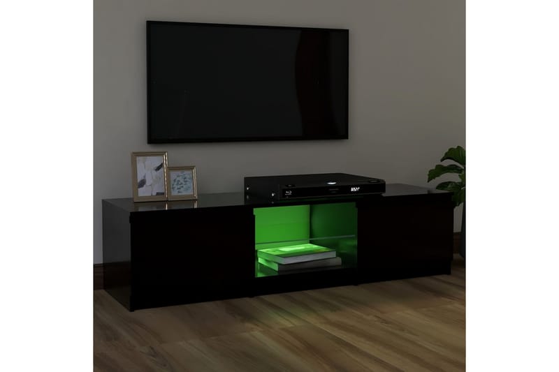 tv-skab med LED-lys 120x30x35,5 cm sort - Sort - TV-borde