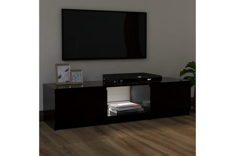 tv-skab med LED-lys 120x30x35,5 cm sort - Sort - TV-borde