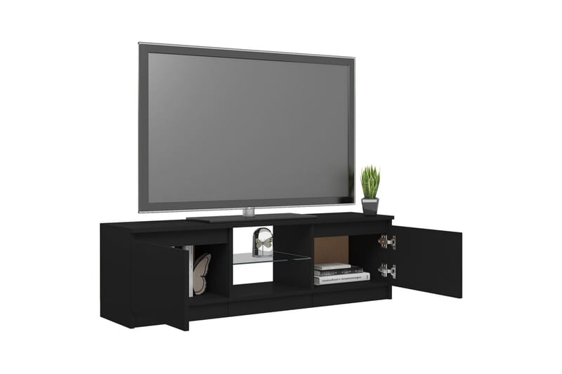 tv-skab med LED-lys 120x30x35,5 cm sort - Sort - TV-borde