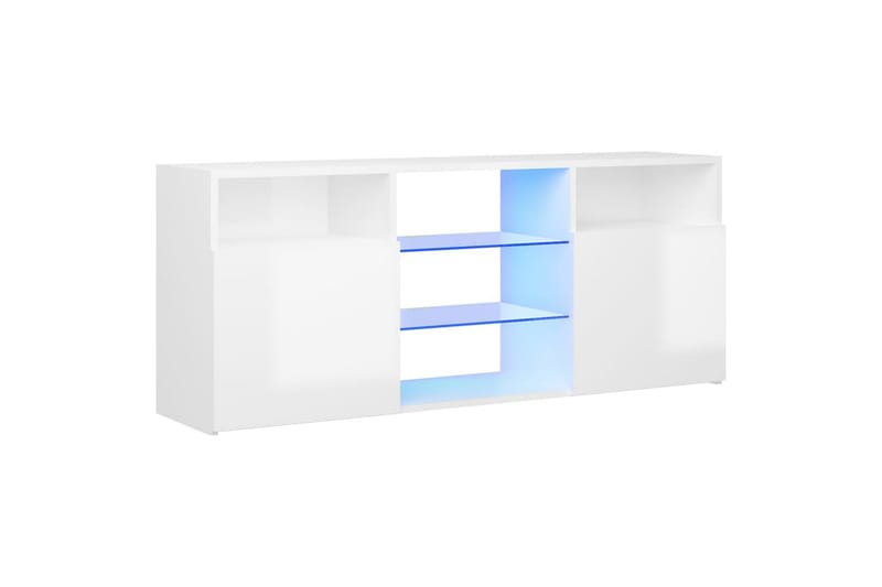 tv-skab med LED-lys 120x30x50 cm hvid højglans - Hvid - Møbler - TV borde & mediemøbler - TV-borde
