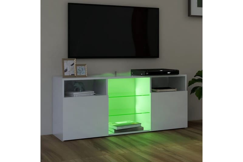 tv-skab med LED-lys 120x30x50 cm hvid højglans - Hvid - Møbler - TV borde & mediemøbler - TV-borde