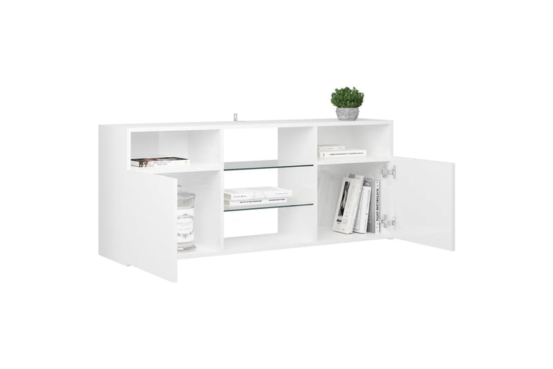 tv-skab med LED-lys 120x30x50 cm hvid højglans - Hvid - Møbler - TV borde & mediemøbler - TV-borde