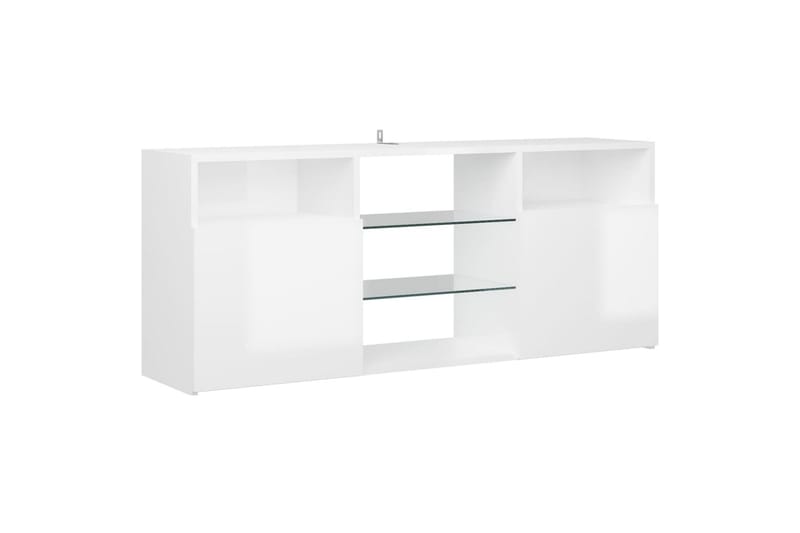 tv-skab med LED-lys 120x30x50 cm hvid højglans - Hvid - TV-borde