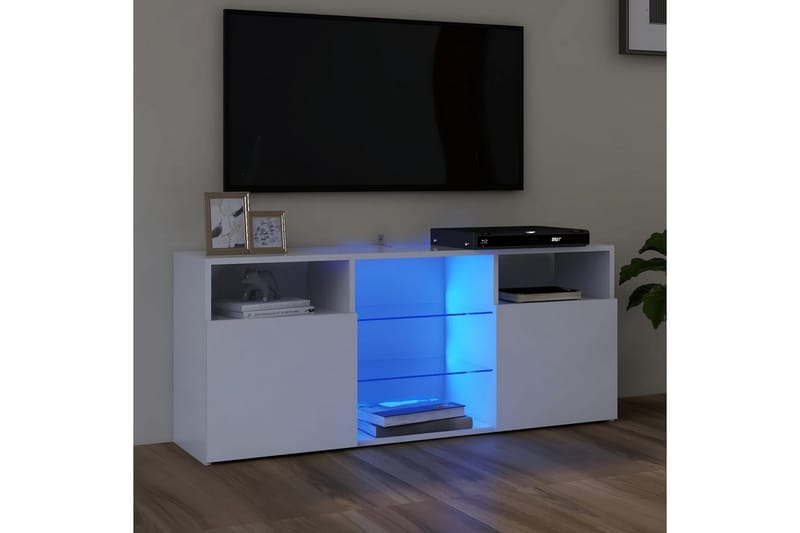 tv-skab med LED-lys 120x30x50 cm hvid - Hvid - TV-borde