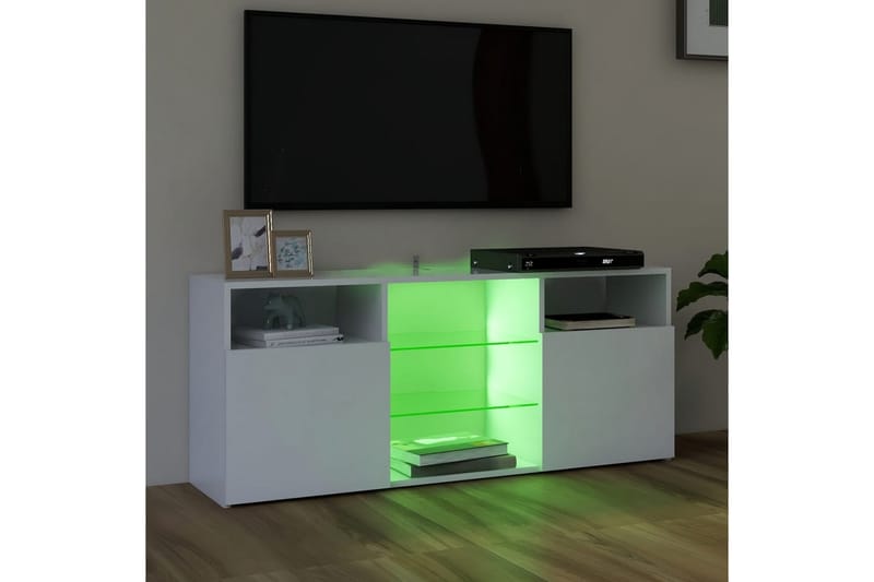 tv-skab med LED-lys 120x30x50 cm hvid - Hvid - Møbler - TV borde & mediemøbler - TV-borde