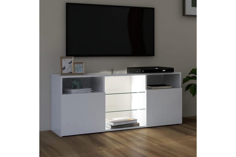 tv-skab med LED-lys 120x30x50 cm hvid - Hvid - Møbler - TV borde & mediemøbler - TV-borde