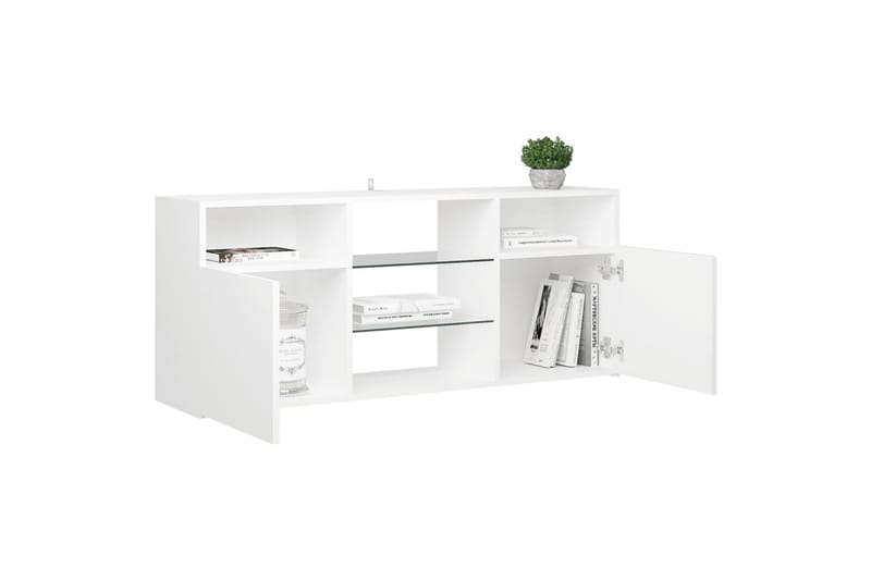 tv-skab med LED-lys 120x30x50 cm hvid - Hvid - Møbler - TV borde & mediemøbler - TV-borde