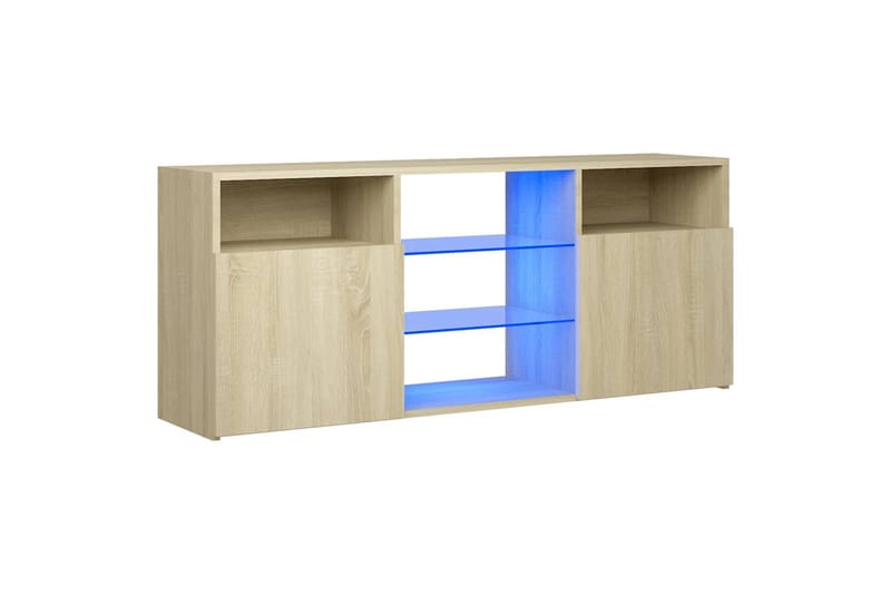tv-skab med LED-lys 120x30x50 cm sonoma-eg - Brun - Møbler - TV borde & mediemøbler - TV-borde