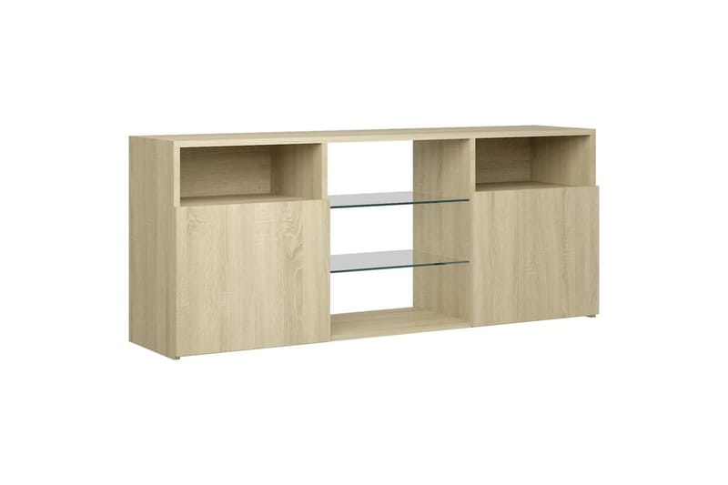 tv-skab med LED-lys 120x30x50 cm sonoma-eg - Brun - Møbler - TV borde & mediemøbler - TV-borde