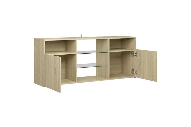 tv-skab med LED-lys 120x30x50 cm sonoma-eg - Brun - Møbler - TV borde & mediemøbler - TV-borde
