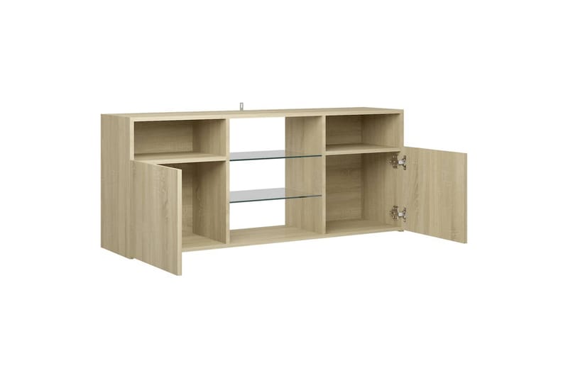 tv-skab med LED-lys 120x30x50 cm sonoma-eg - Brun - TV-borde