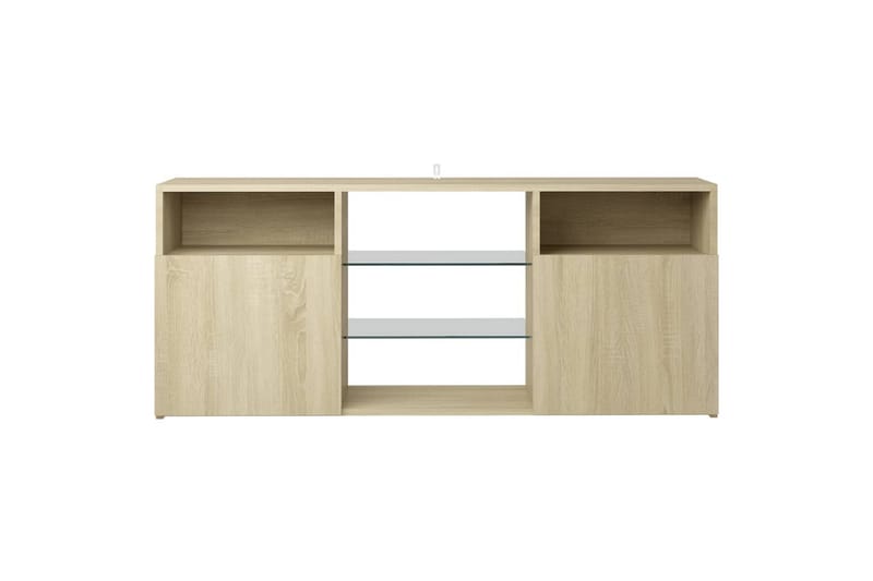 tv-skab med LED-lys 120x30x50 cm sonoma-eg - Brun - Møbler - TV borde & mediemøbler - TV-borde