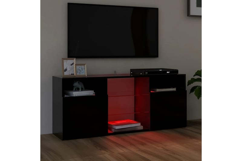 tv-skab med LED-lys 120x30x50 cm sort - Sort - Møbler - TV borde & mediemøbler - TV-borde