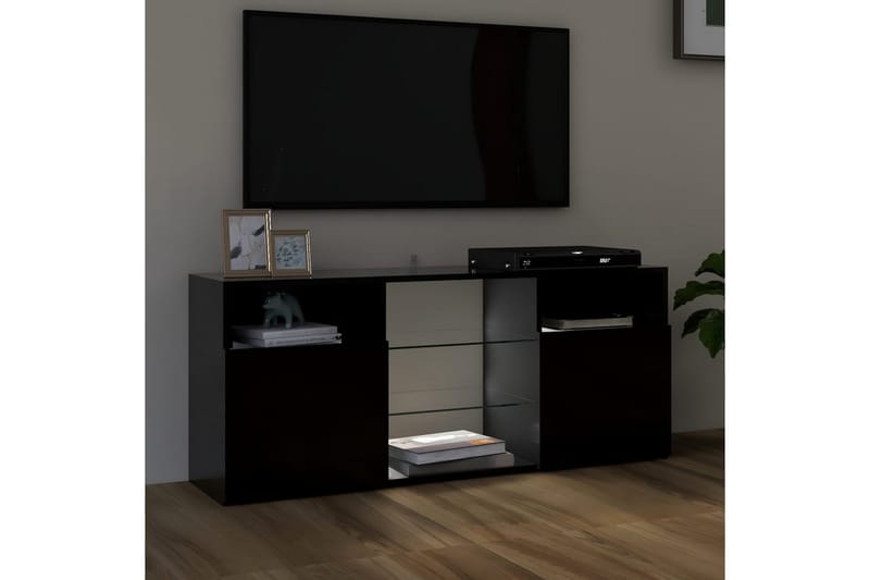 tv-skab med LED-lys 120x30x50 cm sort - Sort - TV-borde