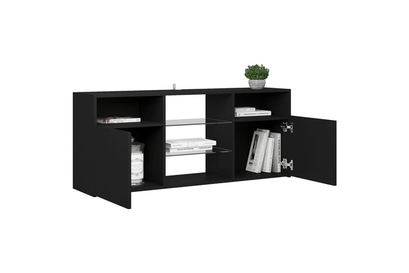 tv-skab med LED-lys 120x30x50 cm sort - Sort - Møbler - TV borde & mediemøbler - TV-borde