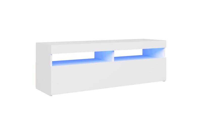 tv-skab med LED-lys 120x35x40 cm hvid - Hvid - Møbler - TV borde & mediemøbler - TV-borde