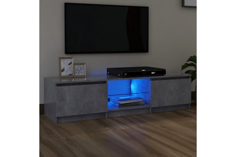 tv-skab med LED-lys 140x40x35,5 cm betongrå - Grå - TV-borde