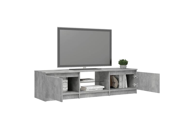 tv-skab med LED-lys 140x40x35,5 cm betongrå - Grå - Møbler - TV borde & mediemøbler - TV-borde