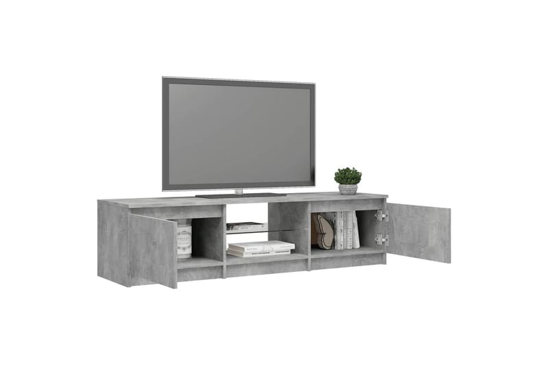 tv-skab med LED-lys 140x40x35,5 cm betongrå - Grå - TV-borde