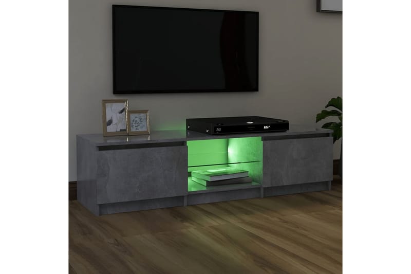 tv-skab med LED-lys 140x40x35,5 cm betongrå - Grå - Møbler - TV borde & mediemøbler - TV-borde