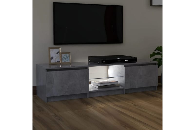 tv-skab med LED-lys 140x40x35,5 cm betongrå - Grå - TV-borde