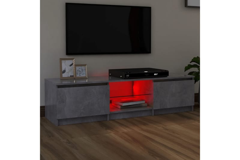 tv-skab med LED-lys 140x40x35,5 cm betongrå - Grå - Møbler - TV borde & mediemøbler - TV-borde