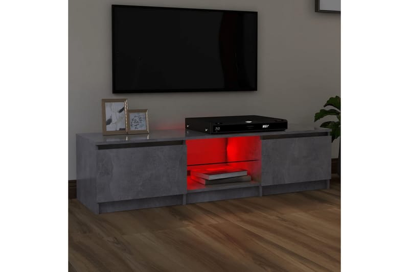 tv-skab med LED-lys 140x40x35,5 cm betongrå - Grå - TV-borde