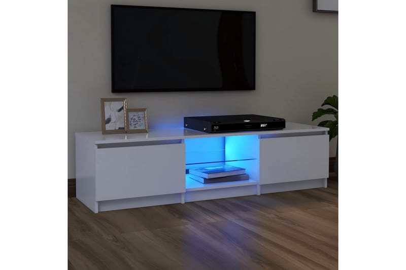 tv-skab med LED-lys 140x40x35,5 cm hvid - Hvid - Møbler - TV borde & mediemøbler - TV-borde