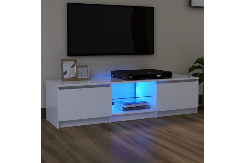 tv-skab med LED-lys 140x40x35,5 cm hvid - Hvid - TV-borde