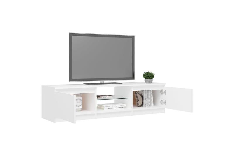 tv-skab med LED-lys 140x40x35,5 cm hvid - Hvid - Møbler - TV borde & mediemøbler - TV-borde