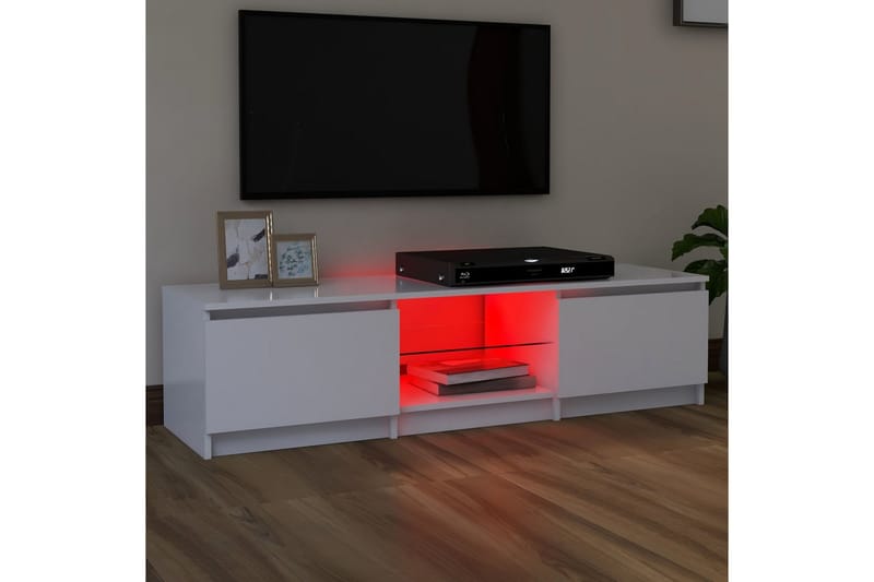 tv-skab med LED-lys 140x40x35,5 cm hvid - Hvid - Møbler - TV borde & mediemøbler - TV-borde