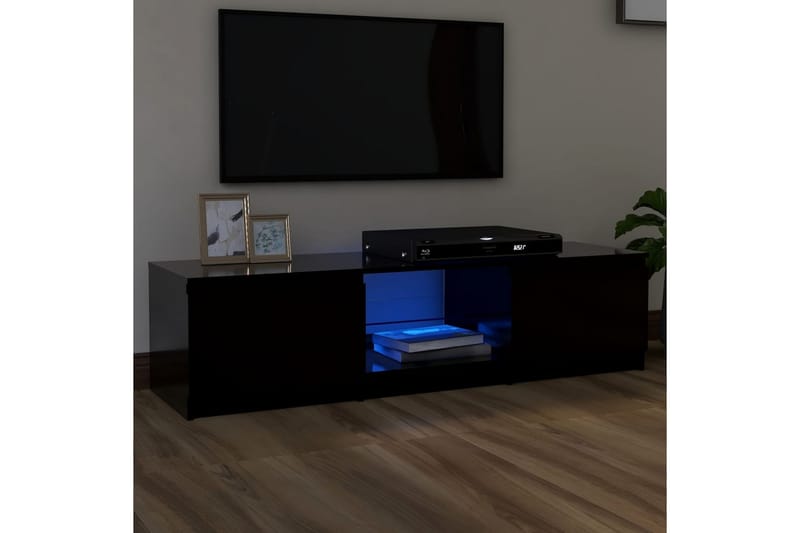 tv-skab med LED-lys 140x40x35,5 cm sort - Sort - Møbler - TV borde & mediemøbler - TV-borde
