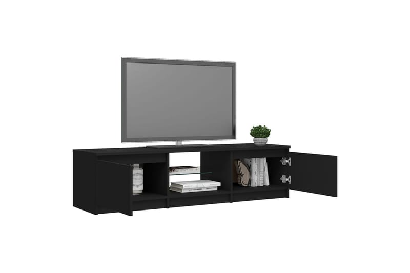 tv-skab med LED-lys 140x40x35,5 cm sort - Sort - TV-borde