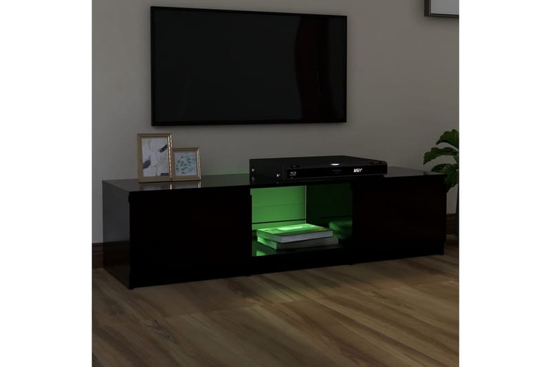 tv-skab med LED-lys 140x40x35,5 cm sort - Sort - Møbler - TV borde & mediemøbler - TV-borde
