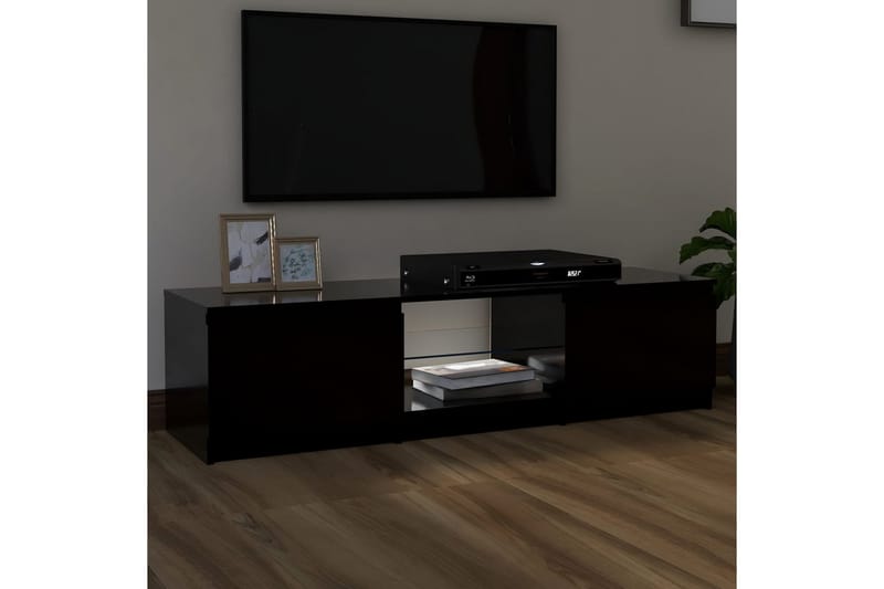 tv-skab med LED-lys 140x40x35,5 cm sort - Sort - Møbler - TV borde & mediemøbler - TV-borde