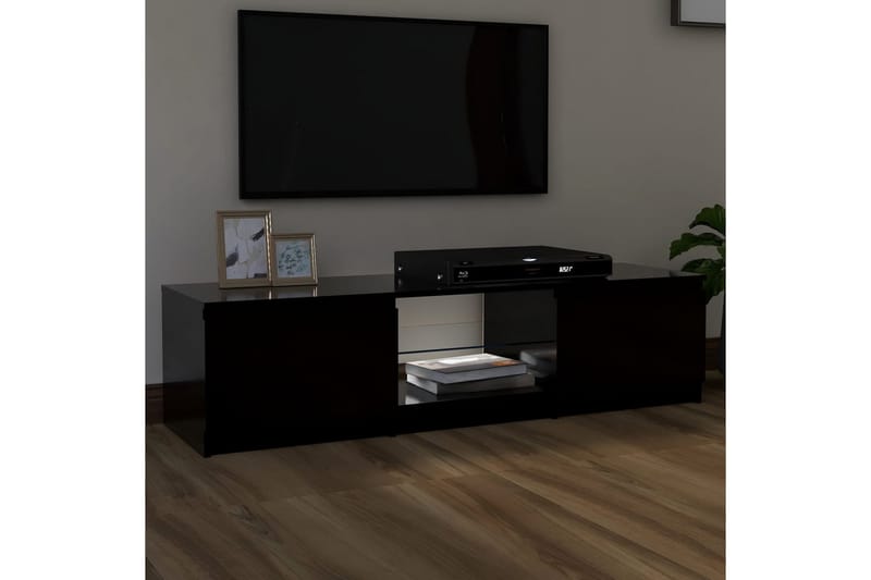 tv-skab med LED-lys 140x40x35,5 cm sort - Sort - TV-borde