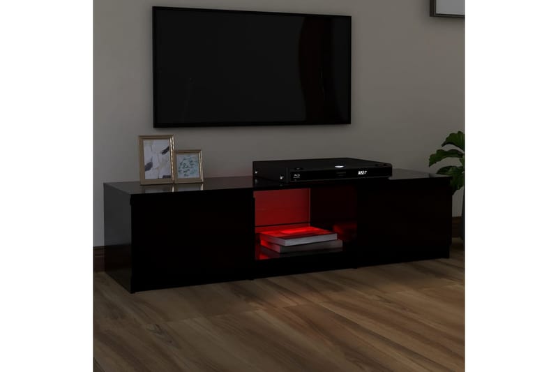 tv-skab med LED-lys 140x40x35,5 cm sort - Sort - TV-borde