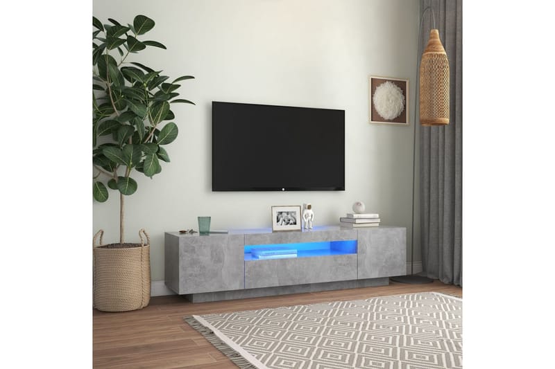 tv-skab med LED-lys 160x35x40 cm betongrå - Grå - Møbler - TV borde & mediemøbler - TV-borde
