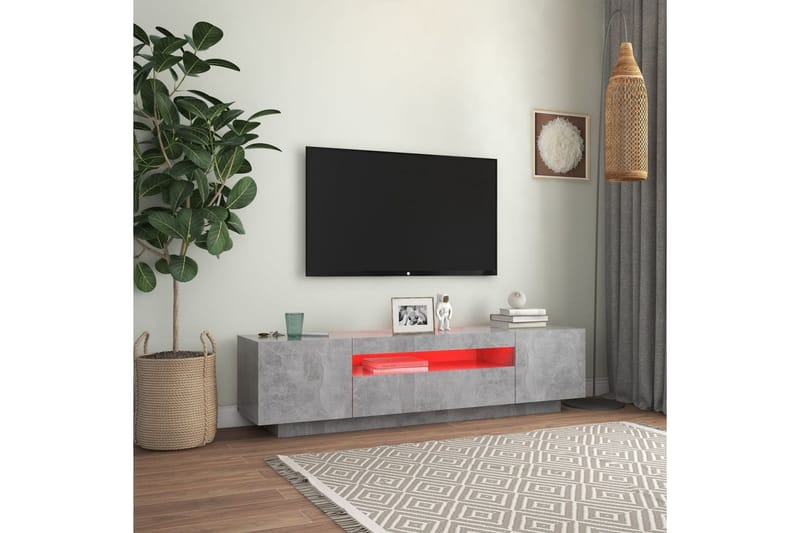 tv-skab med LED-lys 160x35x40 cm betongrå - Grå - TV-borde