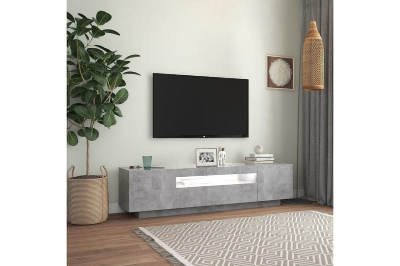 tv-skab med LED-lys 160x35x40 cm betongrå - Grå - TV-borde