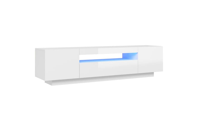 tv-skab med LED-lys 160x35x40 cm hvid højglans - Hvid - Møbler - TV borde & mediemøbler - TV-borde