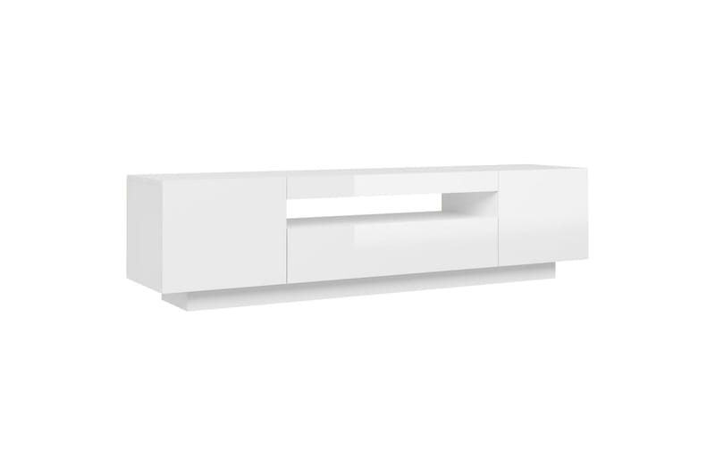 tv-skab med LED-lys 160x35x40 cm hvid højglans - Hvid - Møbler - TV borde & mediemøbler - TV-borde