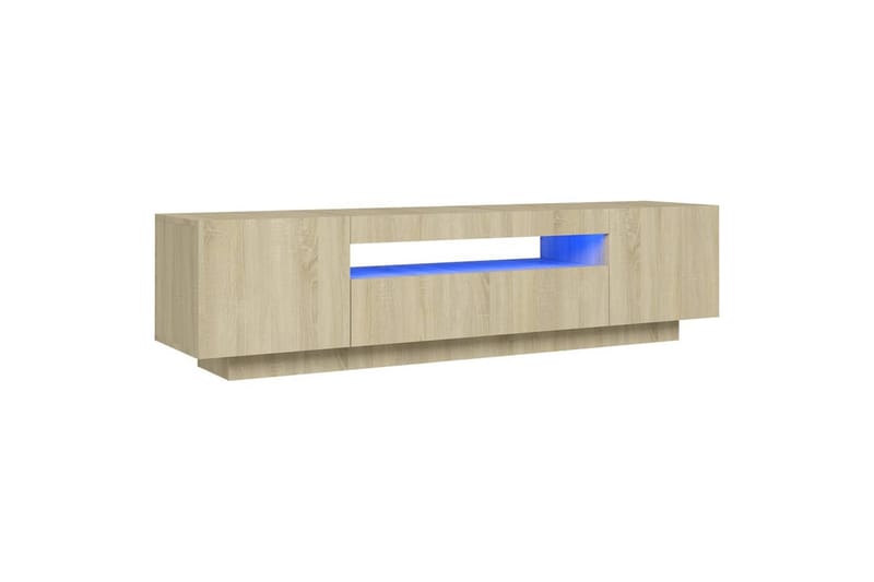 tv-skab med LED-lys 160x35x40 cm sonoma-eg - Brun - TV-borde