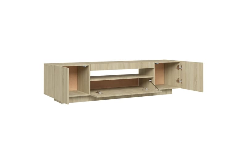 tv-skab med LED-lys 160x35x40 cm sonoma-eg - Brun - TV-borde